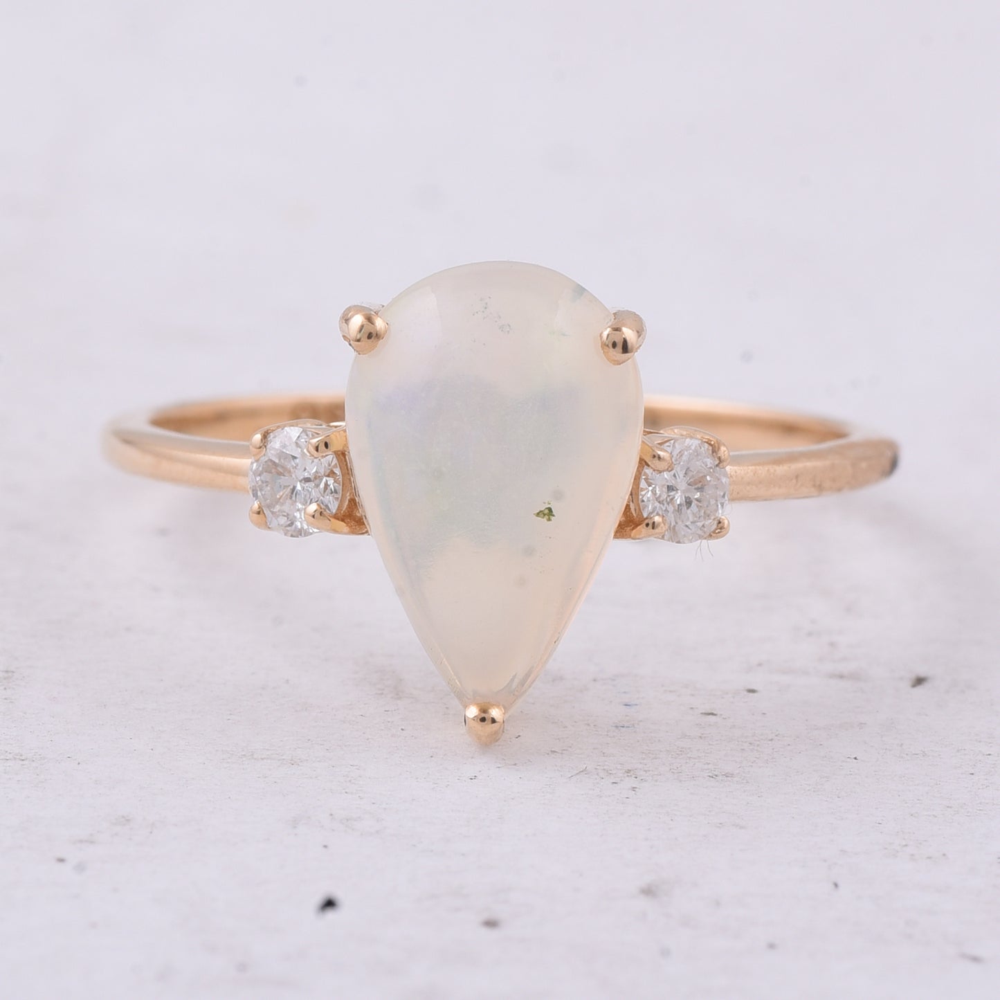 1.32 Ct Pear Cabochon Natural Opal 14K Gold Ring