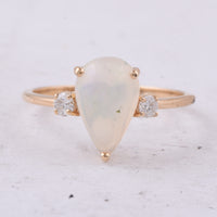 1.32 Ct Pear Cabochon Natural Opal 14K Gold Ring