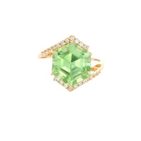 5.69 Ct Hexagon Peridot 14K Gold Ring