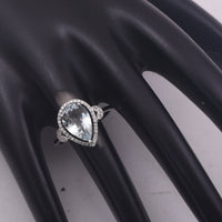 2.44 Ct Pear Mixed Cut Natural Aquamarine 950 Platinum Ring