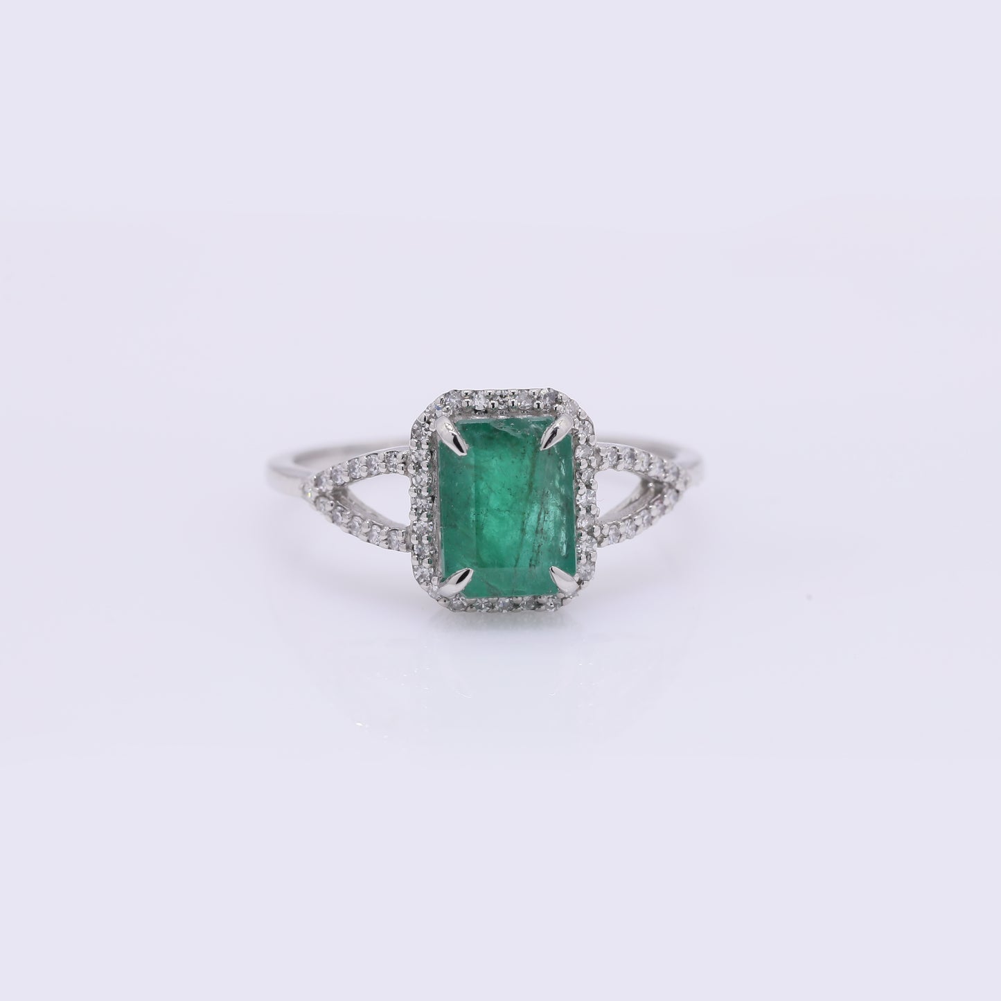 1.83 Ct Octagon Step Cut Natural Emerald 950 Platinum Ring
