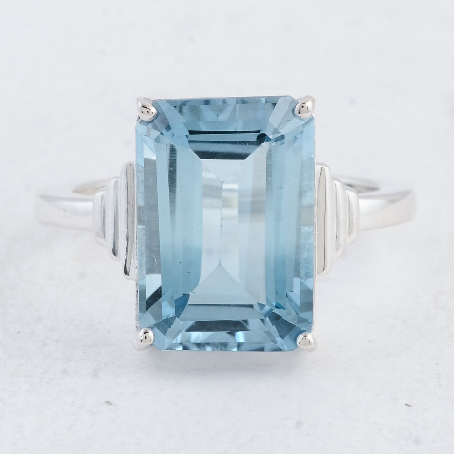 8.00 Ct Octagon Blue Topaz 925 Sterling Silver Ring
