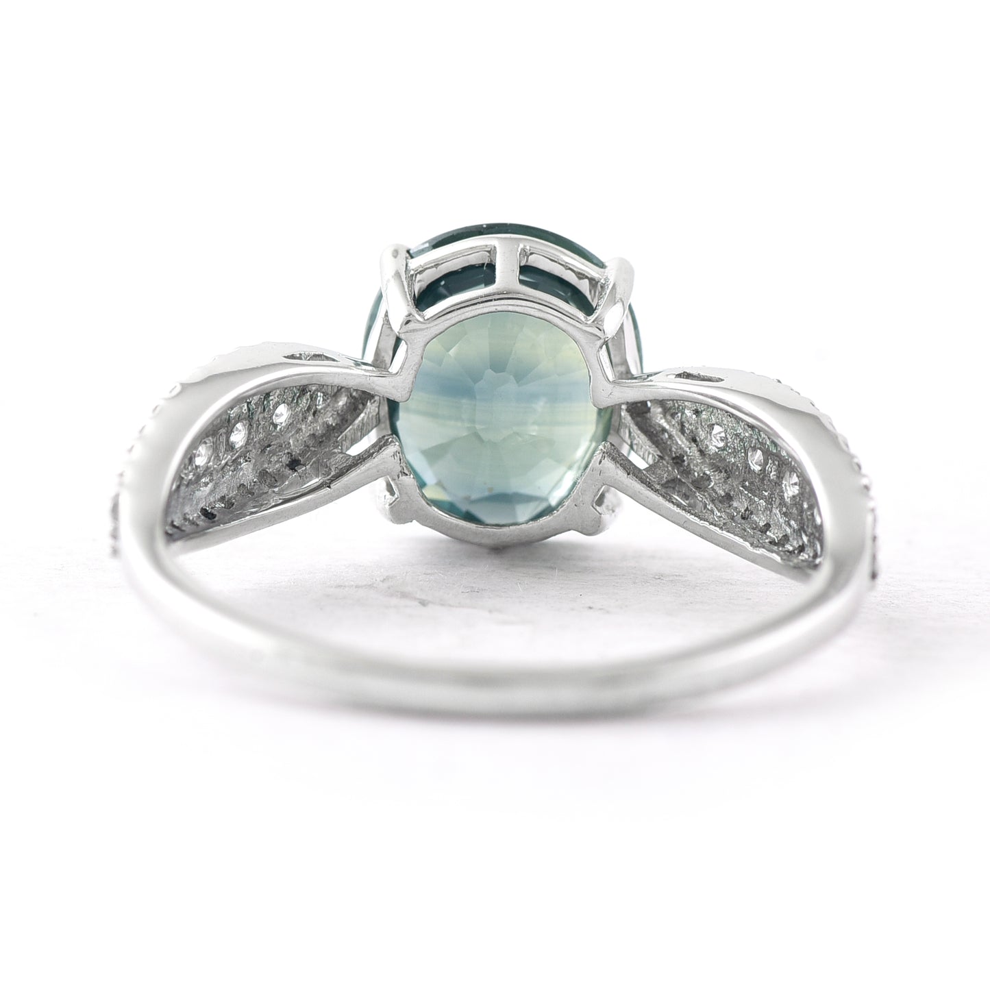 2.88 Ct Oval Mixed Cut Natural Green Sapphire 950 Platinum Ring