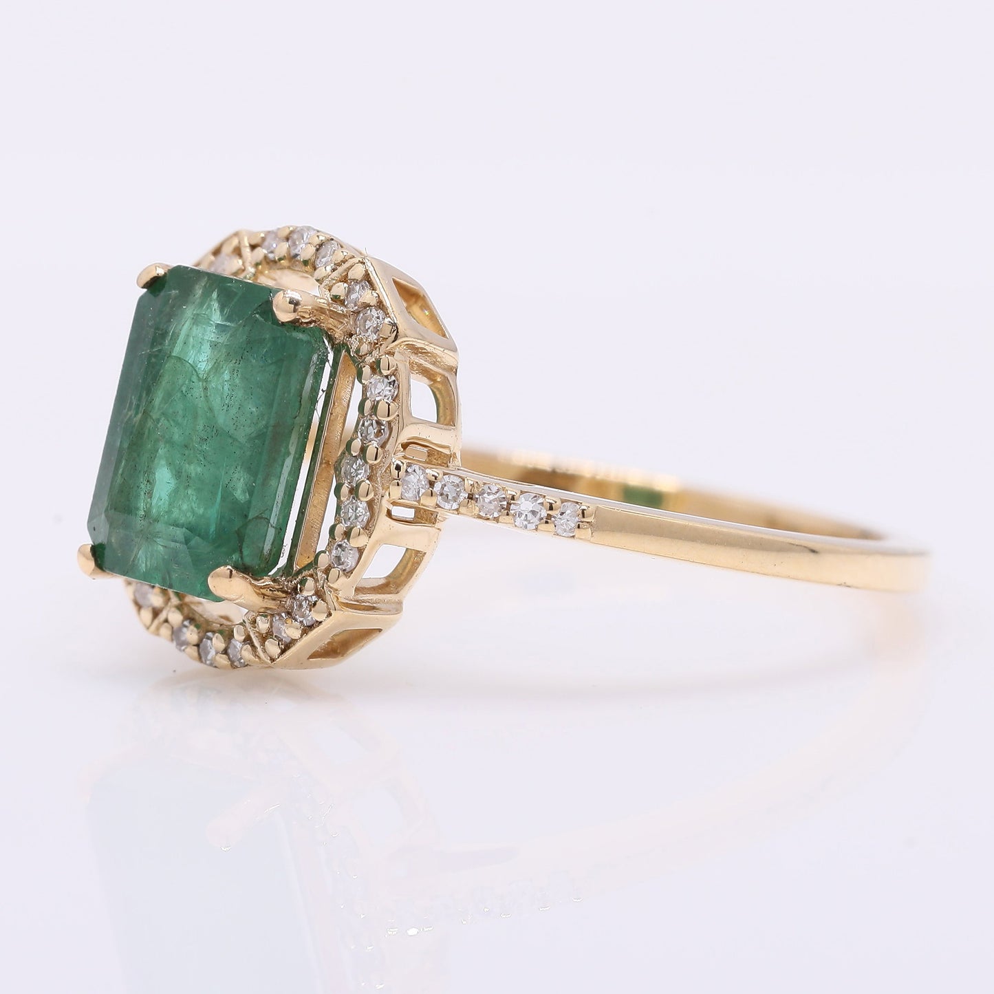 1.87 Ct Octagon Step Cut Natural Emerald 14K Gold Ring