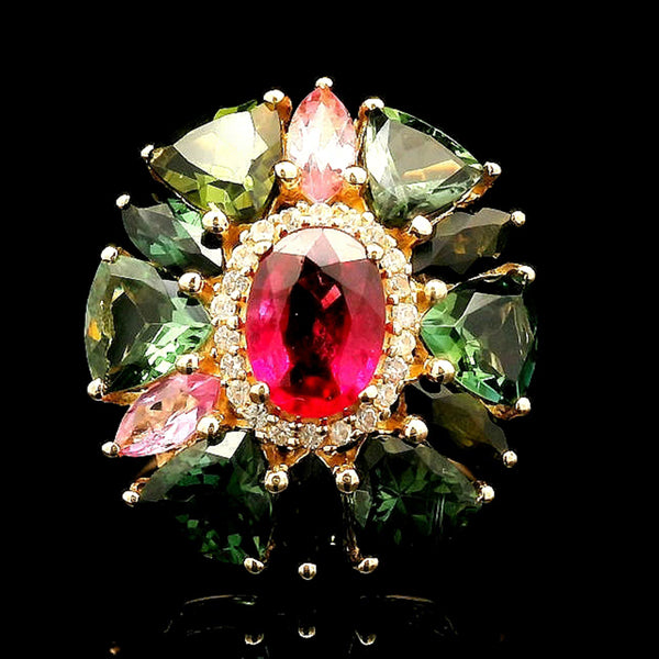 4.97 Ct Oval Rubellite 14K Gold Ring