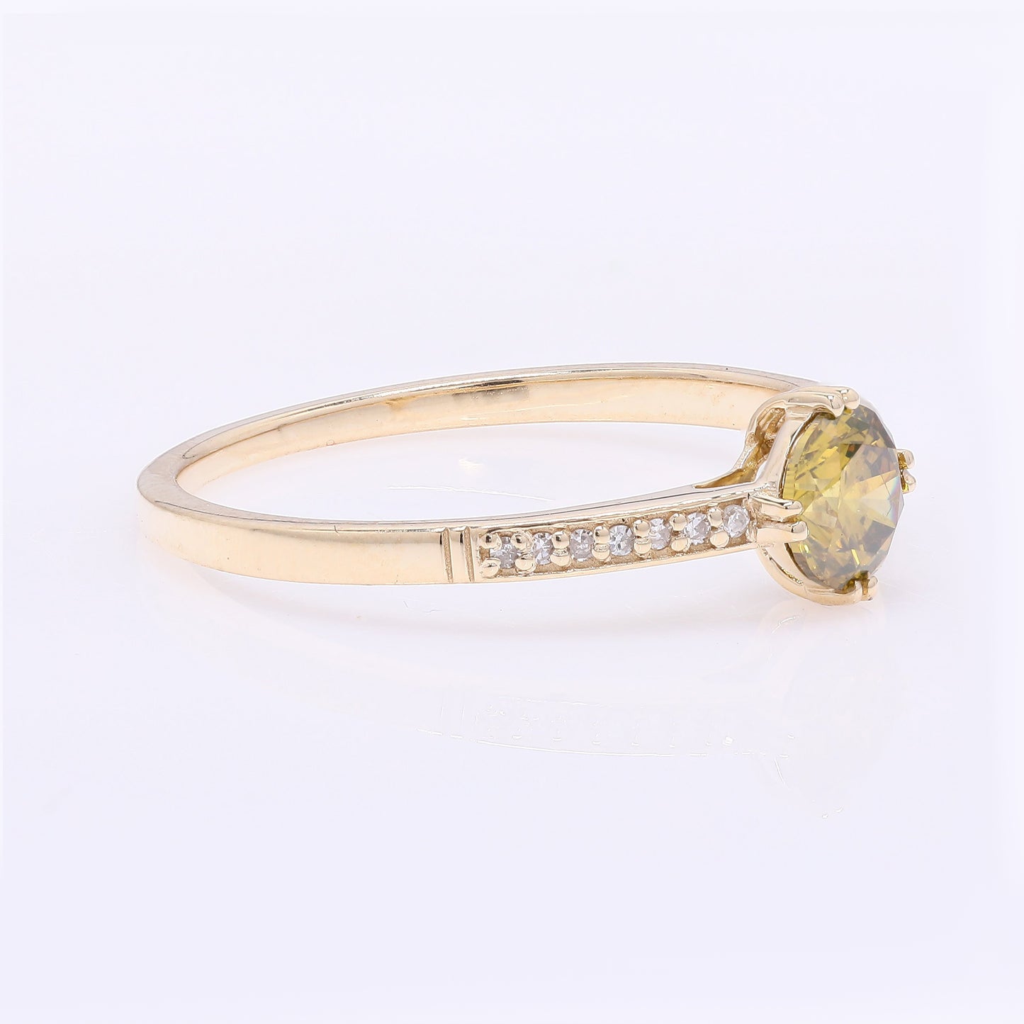 0.55 Ct Round Yellow Diamond 14K Gold Ring