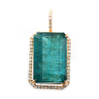 9.89 Ct Octagon Step Cut Natural Emerald 14K Gold Pendant