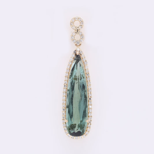 4.62 Ct Pear Mixed Cut Natural Tourmaline 14K Gold Pendant