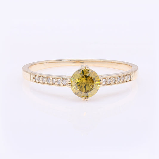 0.55 Ct Round Yellow Diamond 14K Gold Ring