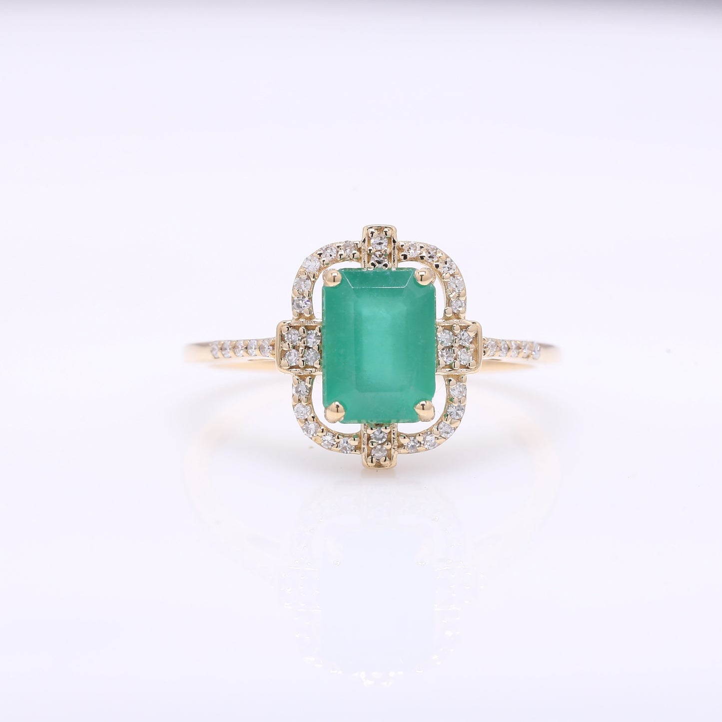 1.73 Ct Octagon Step Cut Natural Emerald 14K Gold Ring