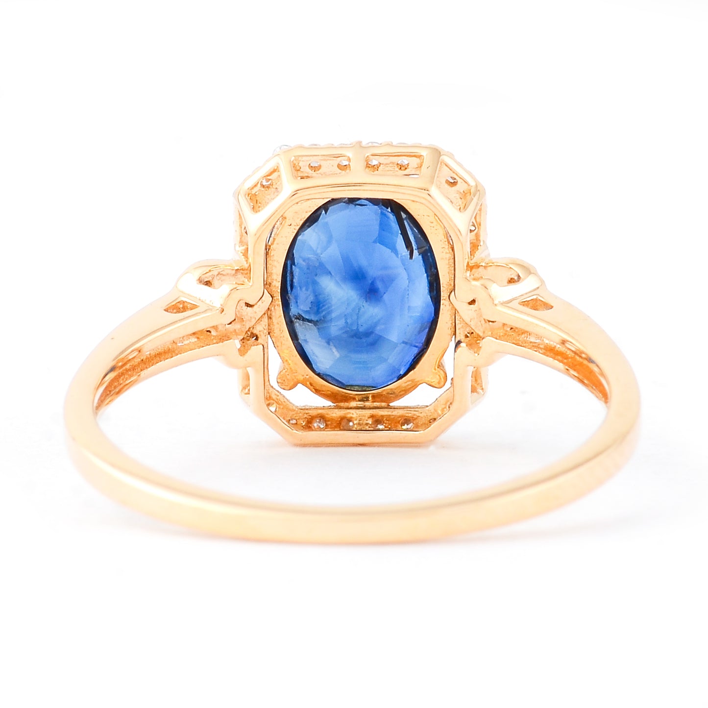 1.92 Ct Oval Mixed Cut Natural Sapphire 14K Gold Ring