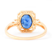 1.92 Ct Oval Mixed Cut Natural Sapphire 14K Gold Ring