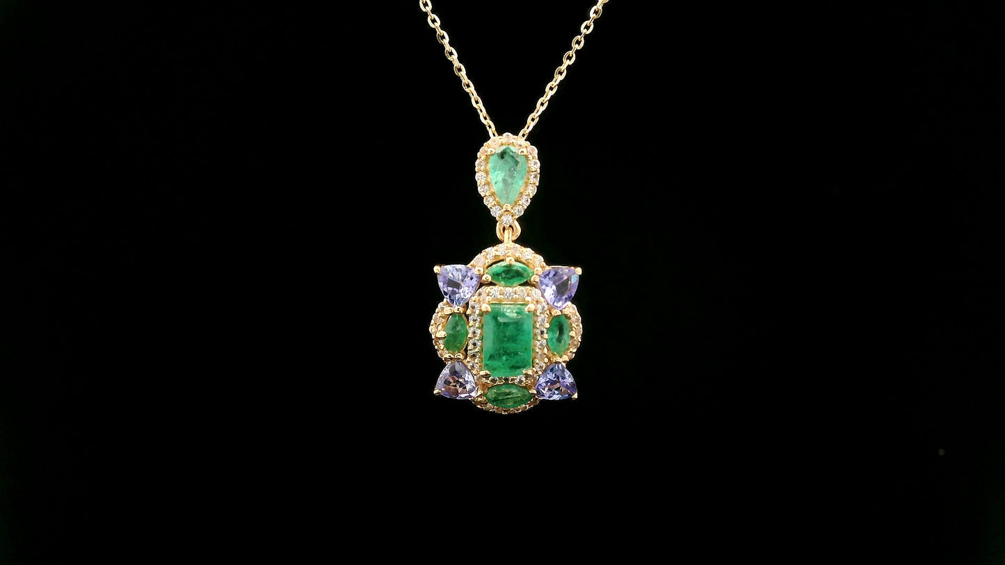 1.91 Ct Octagon Emerald 14K Gold Pendant