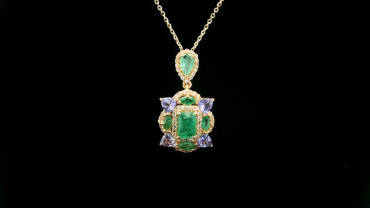 1.91 Ct Octagon Emerald 14K Gold Pendant