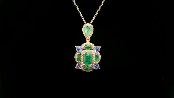 1.91 Ct Octagon Emerald 14K Gold Pendant