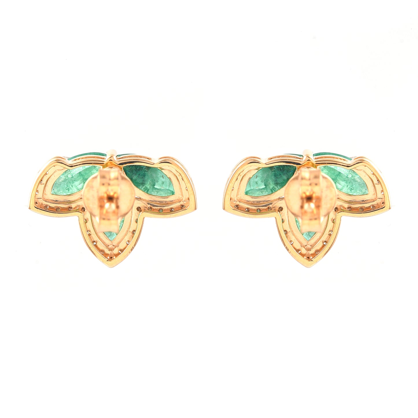 2.19 Ct Marquise Mixed Cut Natural Emerald 14K Gold Earrings