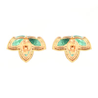 2.19 Ct Marquise Mixed Cut Natural Emerald 14K Gold Earrings