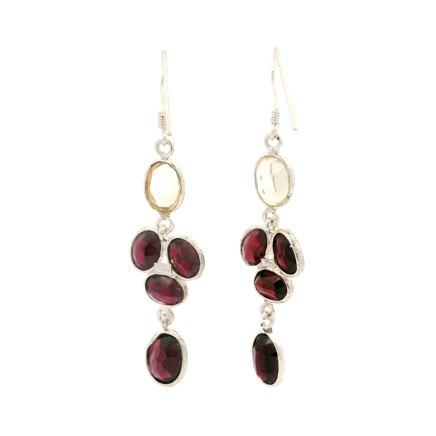 12.13 Ct Citrine, Garnet 925 Sterling Silver Earrings