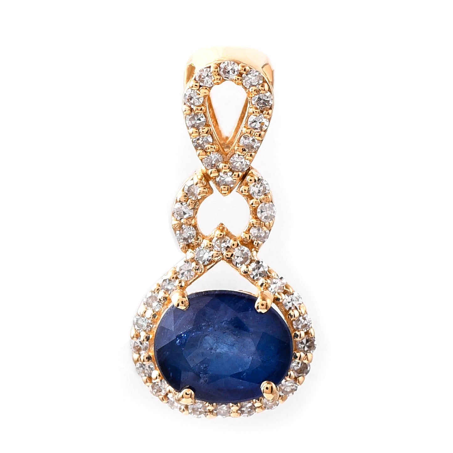 1.15 Ct Oval Mixed Cut Natural Sapphire 14K Gold Pendant