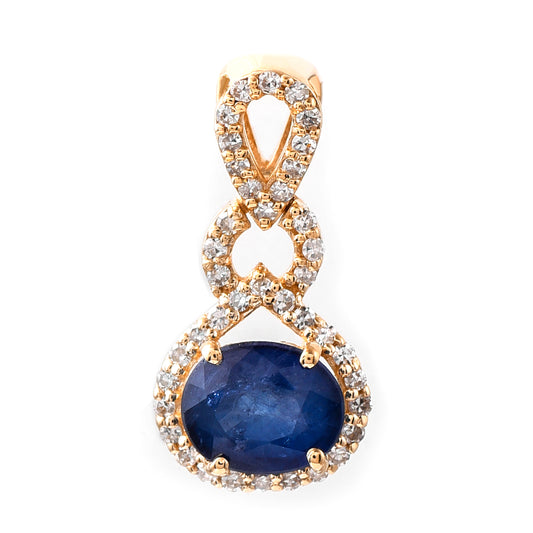1.15 Ct Oval Mixed Cut Natural Sapphire 14K Gold Pendant