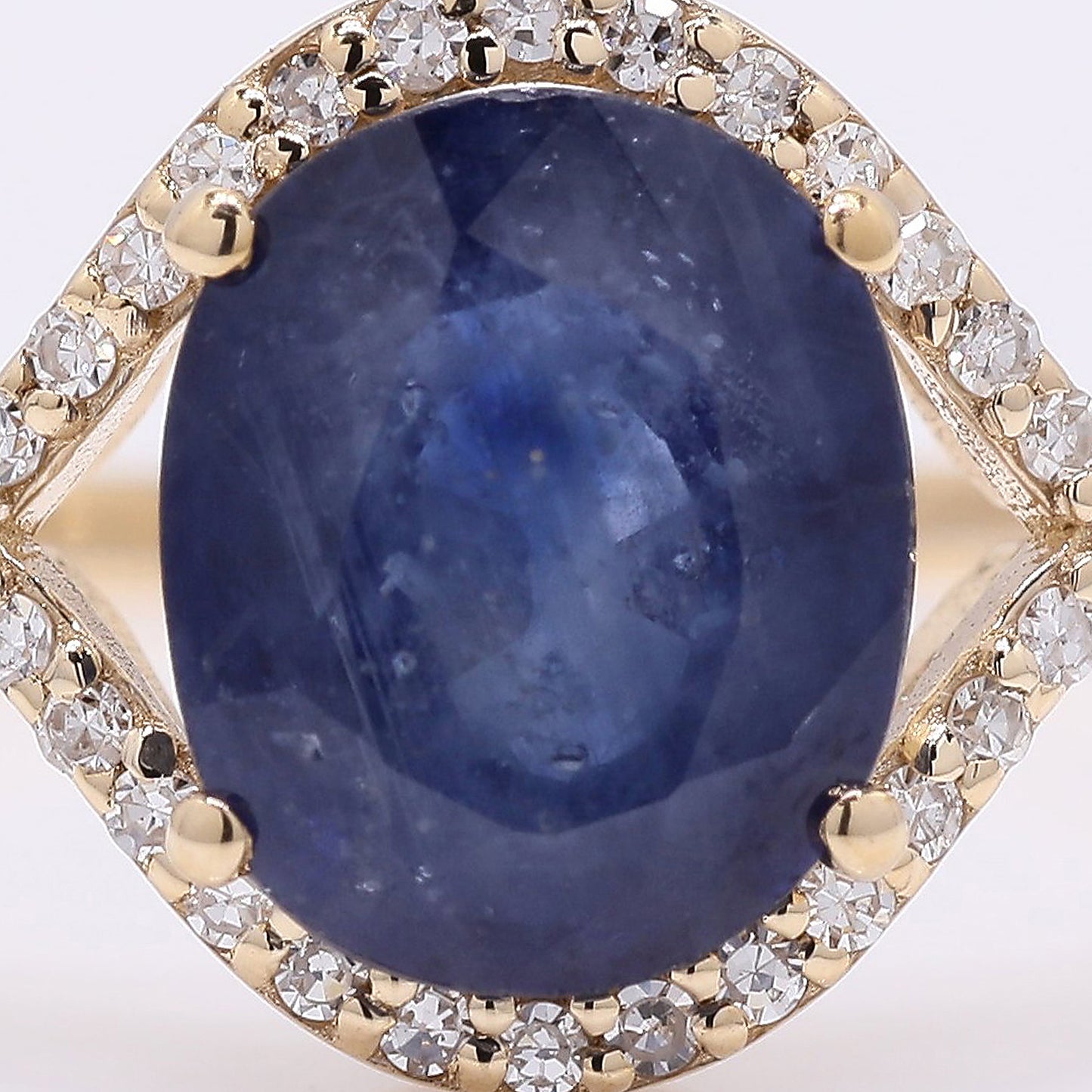 2.20 Ct Oval Mixed Cut Natural Sapphire 14K Gold Ring