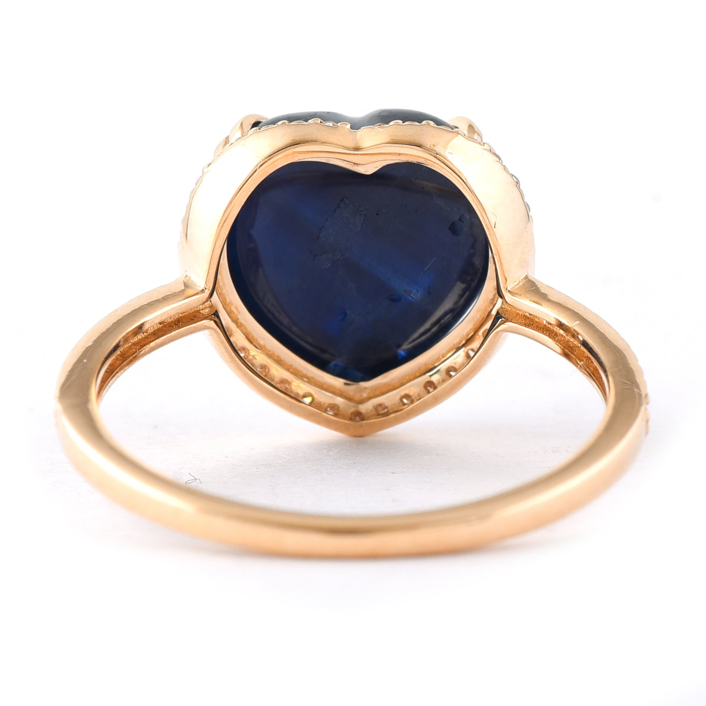 6.55 Ct Heart Cabochon Natural Sapphire 14K Gold Ring