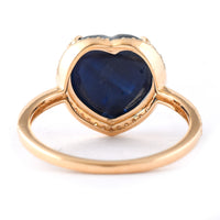6.55 Ct Heart Cabochon Natural Sapphire 14K Gold Ring