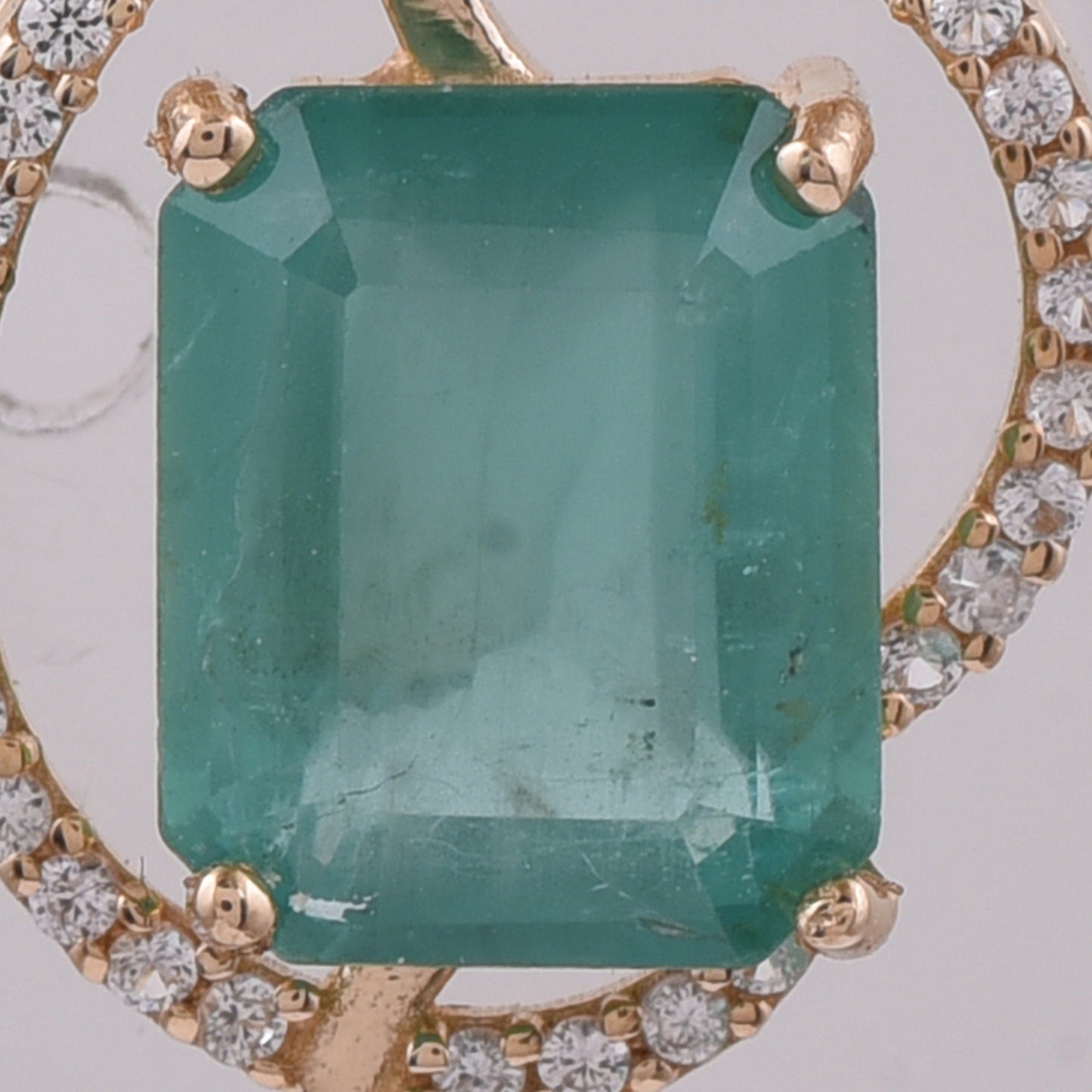 2.30 Ct Octagon Step Cut Natural Emerald 14K Gold Pendant