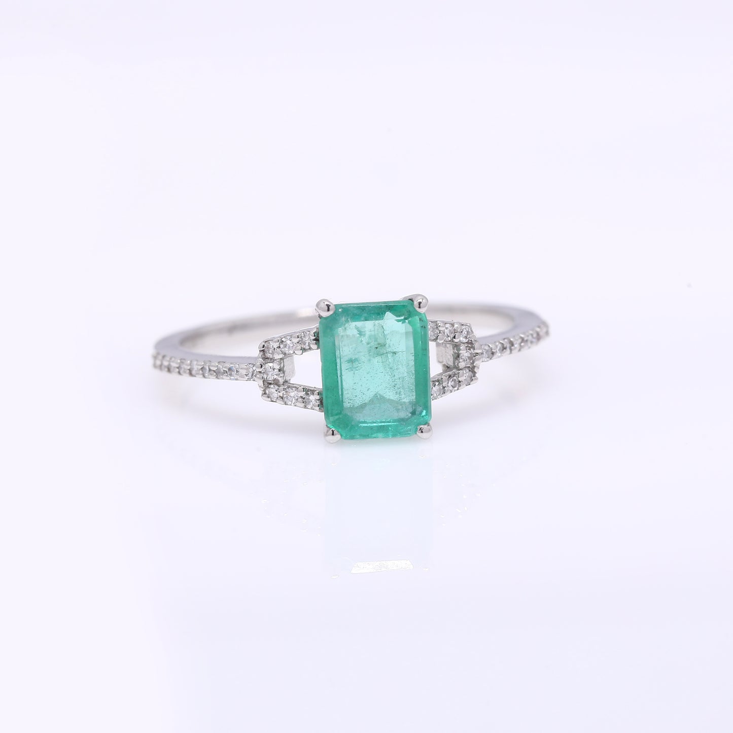 1.14 Ct Octagon Step Cut Natural Emerald 950 Platinum Ring