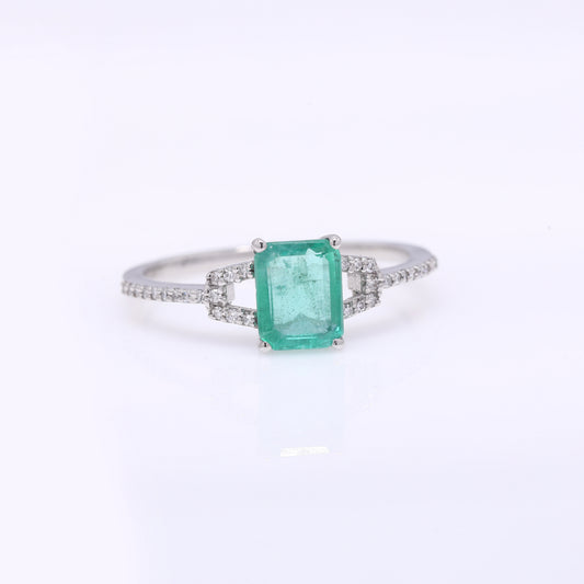 1.14 Ct Octagon Step Cut Natural Emerald 950 Platinum Ring