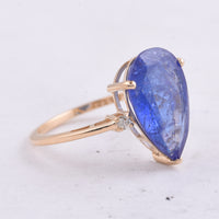5.16 Ct Pear Natural Tanzanite 14K Gold Ring
