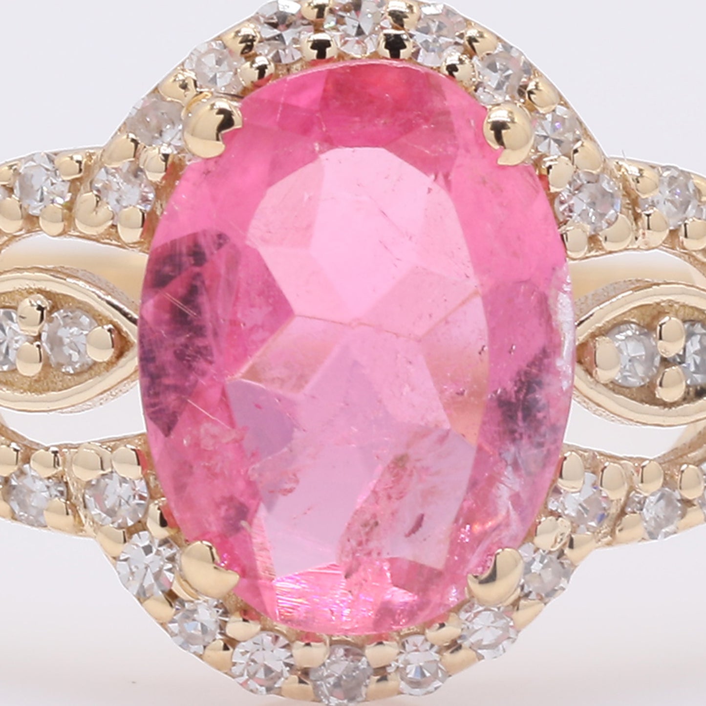 1.03 Ct Oval Mixed Cut Natural Pink Tourmaline 14K Gold Ring