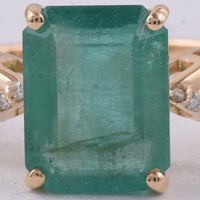 2.63 Ct Octagon Step Cut Natural Emerald 14K Gold Ring