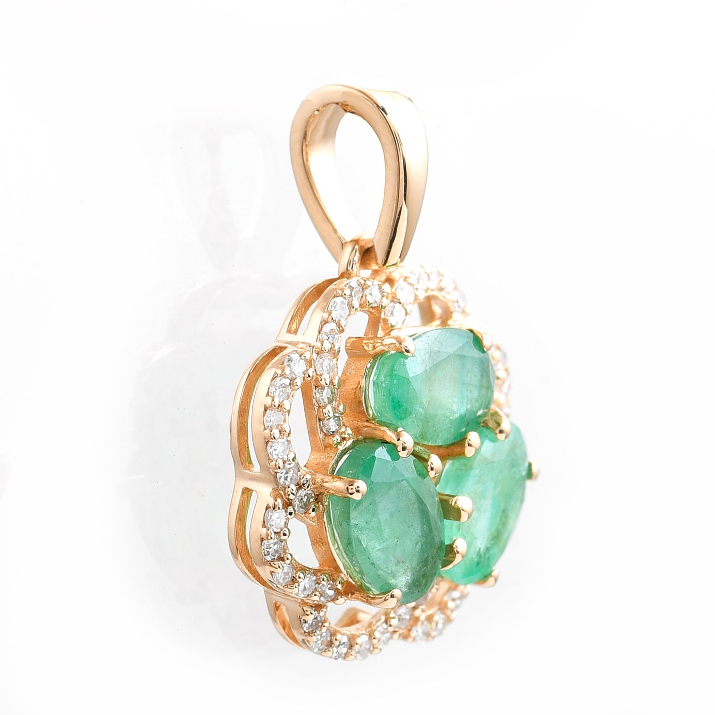 1.53 Ct Oval Mixed Cut Natural Emerald 14K Gold Pendant