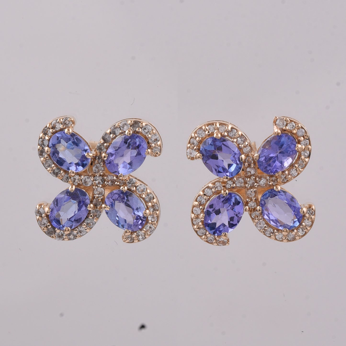1.79 Ct Oval Natural Tanzanite 14K Gold Earrings
