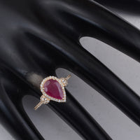 1.49 Ct Pear Ruby 9K Gold Ring