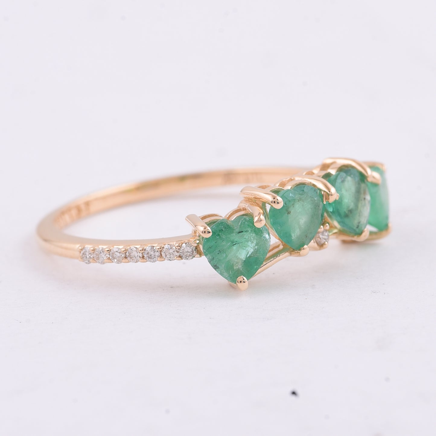 1.08 Ct Heart Natural Emerald 14K Gold Ring