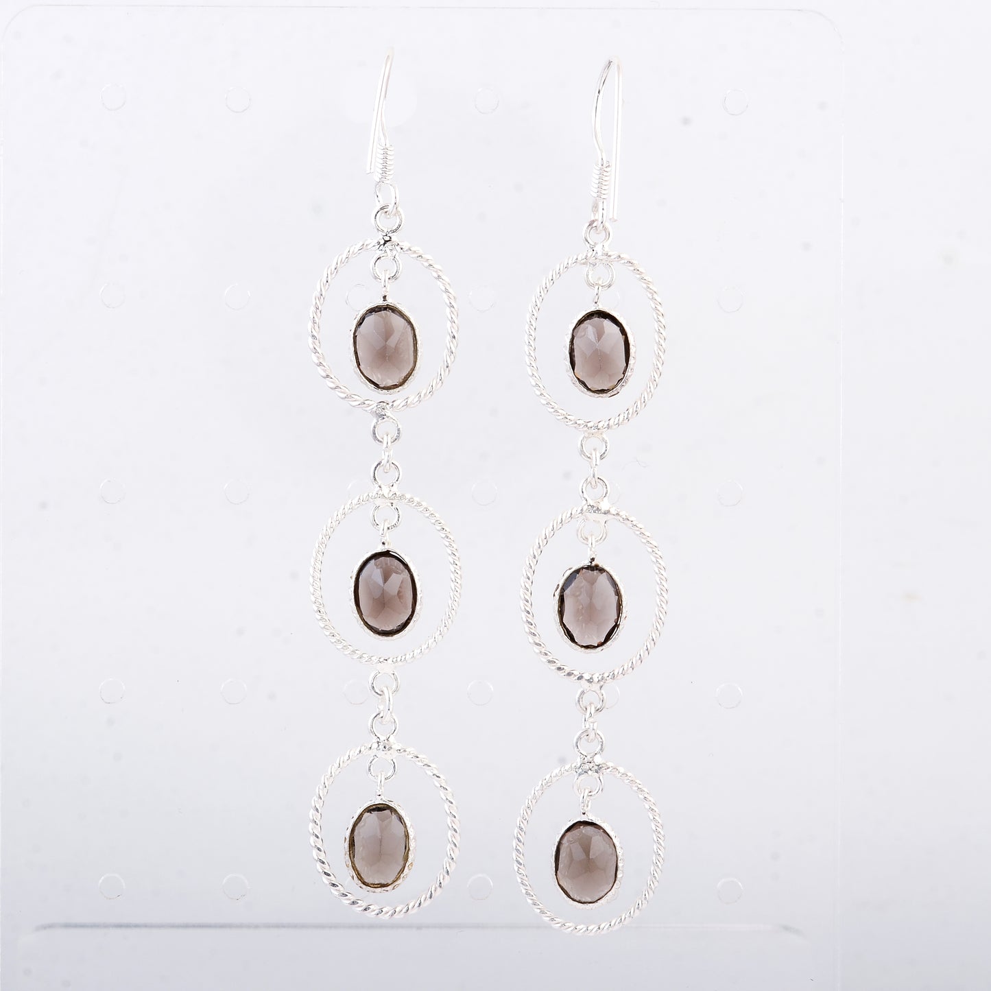 14.65 Ct Smoky Quartz 925 Sterling Silver Earrings