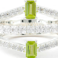 2.62 Ct Octagon Peridot, Cubic Zirconia 925 Sterling Silver Ring