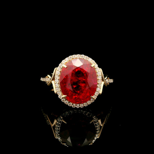 4.99 Ct Oval Mixed Cut Lab Grown Ruby 14K Gold Ring