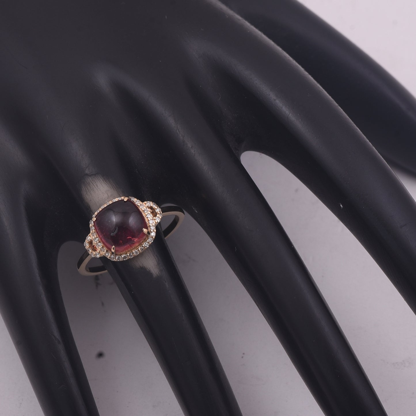 2.86 Ct Cushion Cabochon Cut Natural Tourmaline 14K Gold Ring