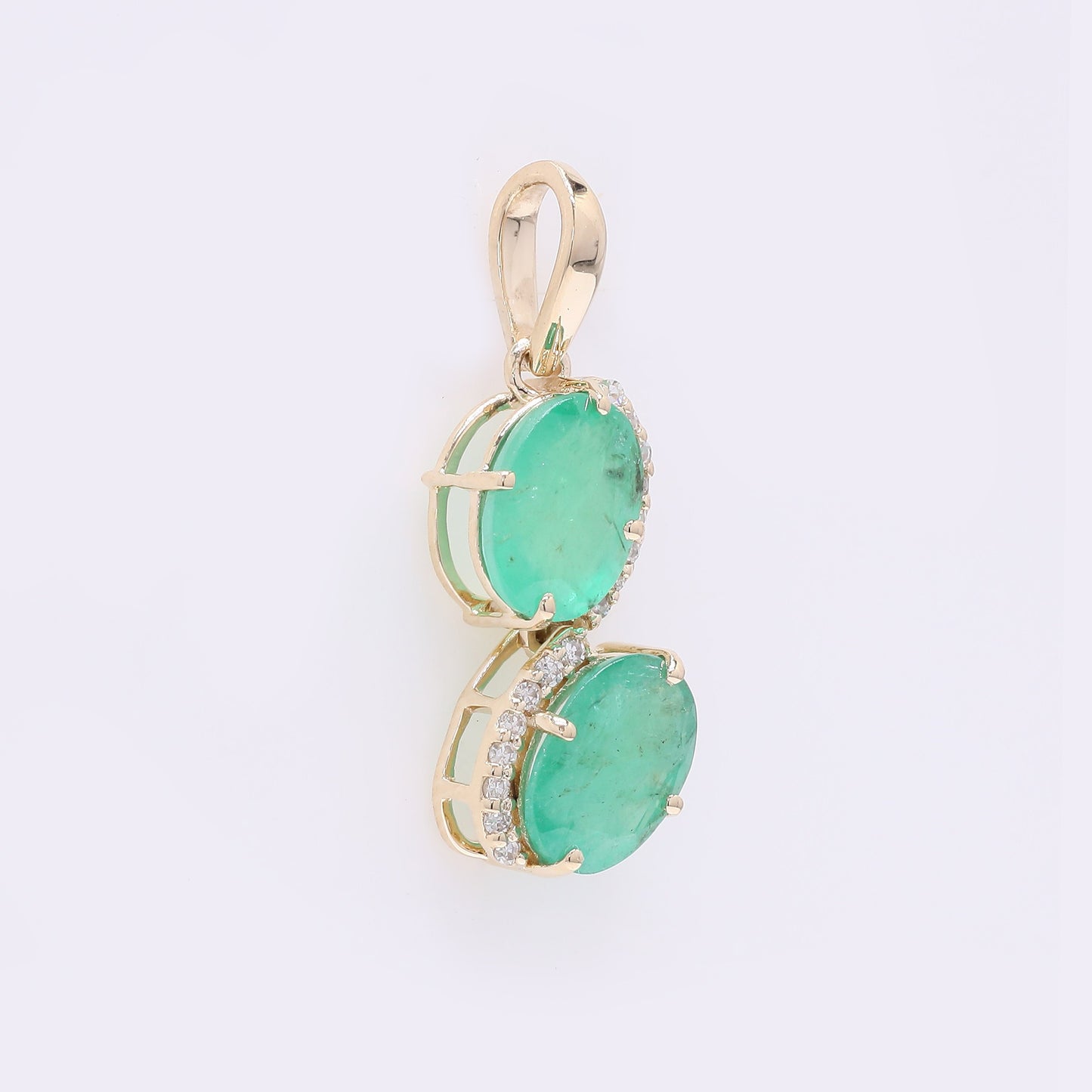 1.67 Ct Oval Mixed Cut Natural Emerald 14K Gold Pendant