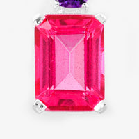 8.36 Ct Octagon Pink Topaz, Amethyst, 925 Sterling Silver Pendant