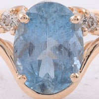 1.40 Ct Pear Natural Aquamarine 14K Gold Ring