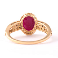 2.06 Ct Oval Mixed Cut Natural Ruby 14K Gold Ring