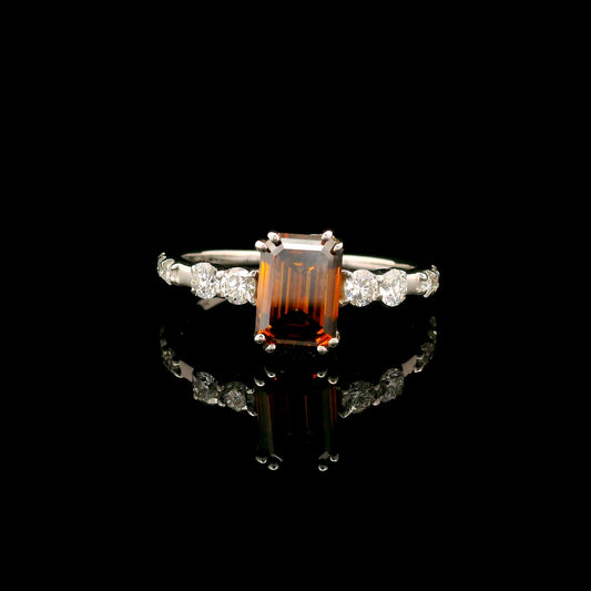 2.00 Carats Red Lab Grown Diamond 14K Gold Ring