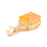 2.94 Ct Cushion Mixed Cut Natural Fire Opal 14K Gold Pendant