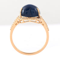 6.11 Ct Heart Cabochon Natural Sapphire 14K Gold Ring
