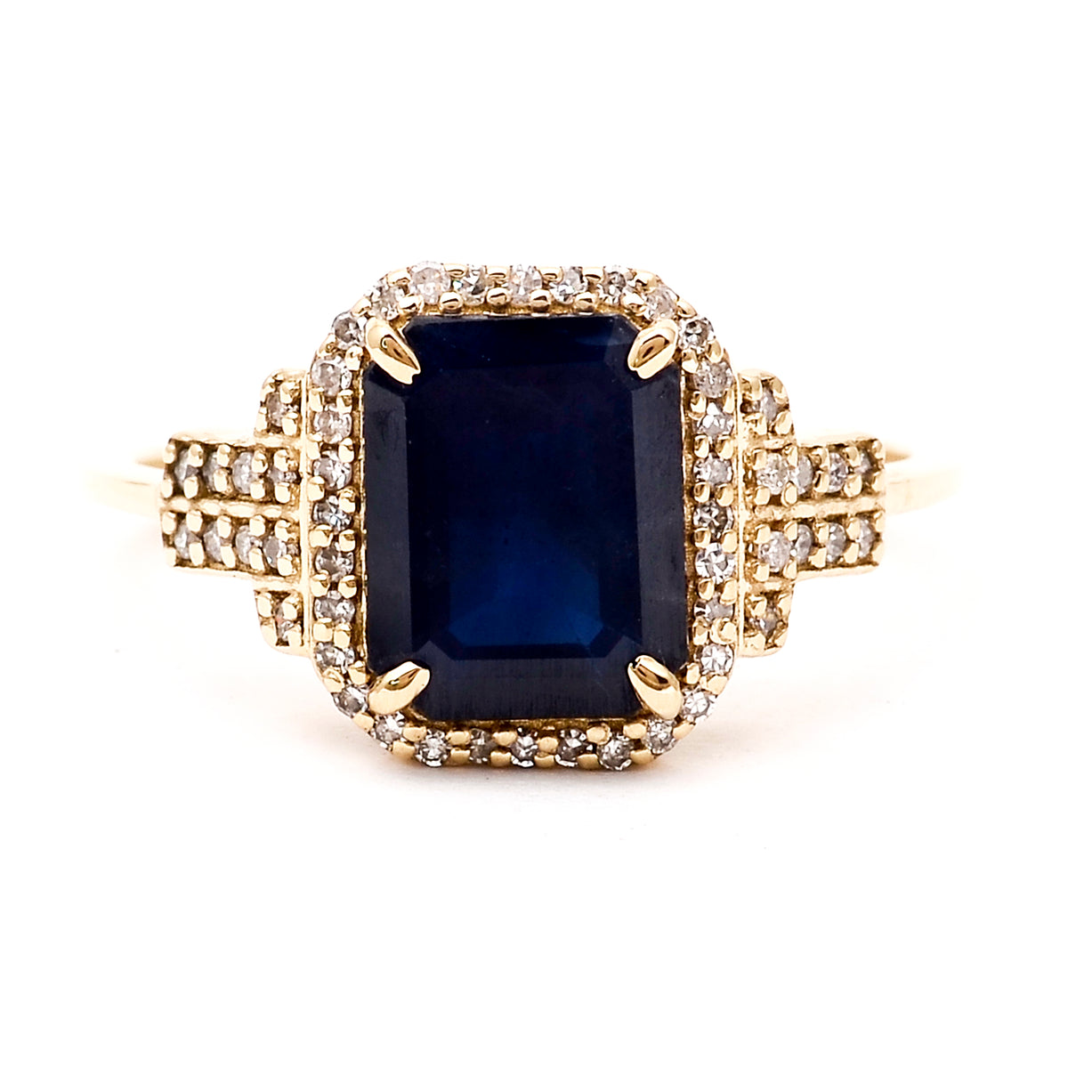 2.74 Ct Octagon Natural Sapphire 14K Gold Ring