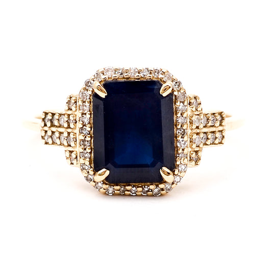 2.74 Ct Octagon Natural Sapphire 14K Gold Ring